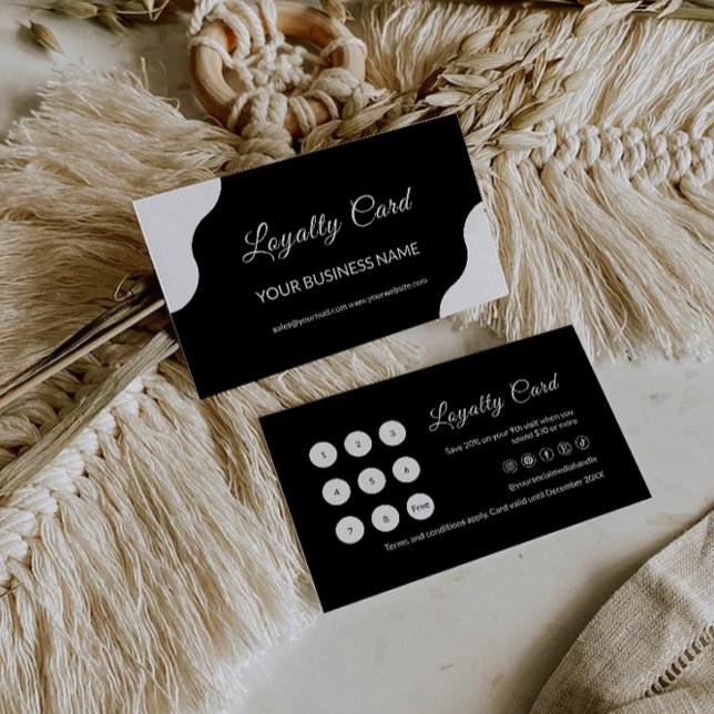 Fidélité Modèle de carte de fidélité, noir et blanc (Loyalty Card Template, Black & White)
