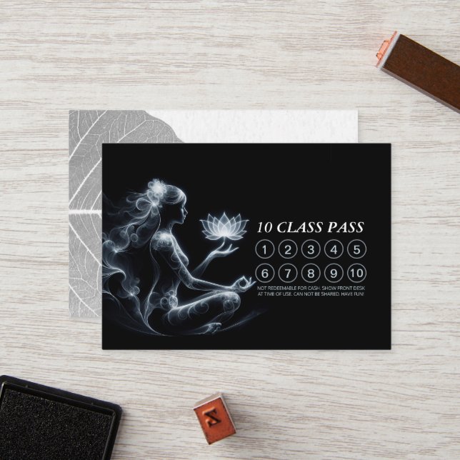 Fidélité Professeur de yoga Carte de cours de pose de médit (Devant/Arrière en situation)