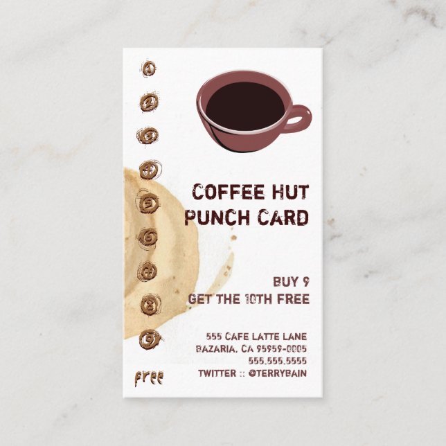 Fidélité Tache de café et carte perforée de boissons de (Devant)