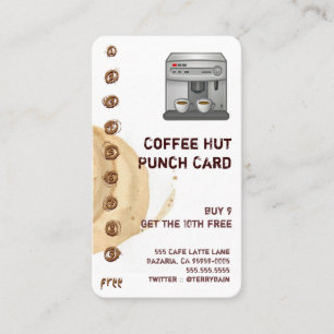 Fidélité Tache de café et carte perforée de boissons de