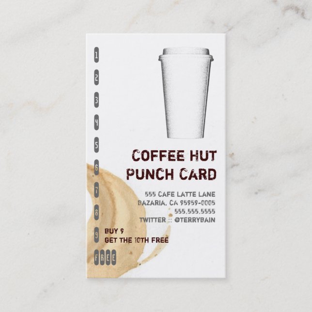 Fidélité Tache de café et pour aller carte perforée de (Devant)
