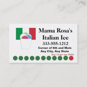 Fidélité Vendeur italien de glace ou carte de poinçon de ma