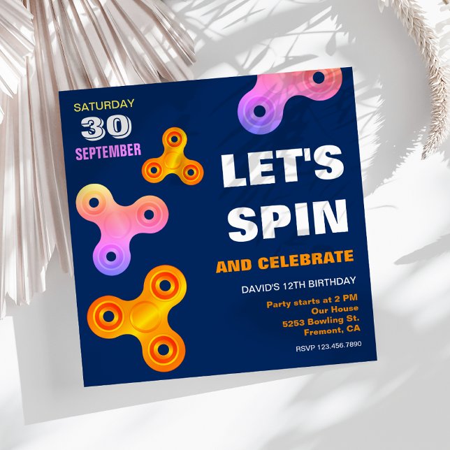 Fidget Spinner Invitation de fête d'anniversaire (Créateur téléchargé)