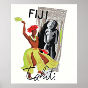 Fidji Tahiti Poster vintage