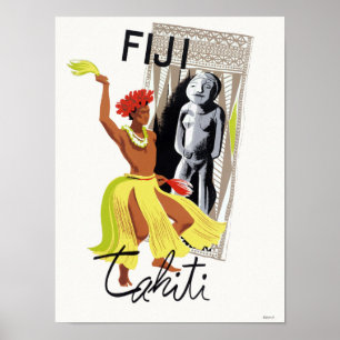 Fidji Tahiti Poster vintage