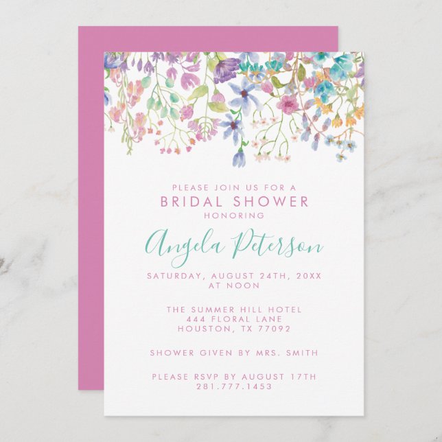 Field Floral Bridal Show Invitation (Devant / Derrière)