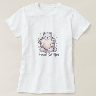 Fier Chat Maman Coeur Hug T-Shirt