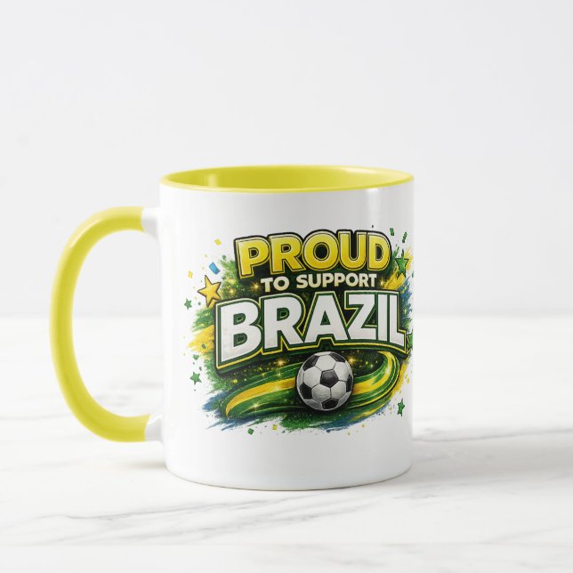 FIER DE SOUTENIR LE BRÉSIL Mug pour supporter de f (Gauche)