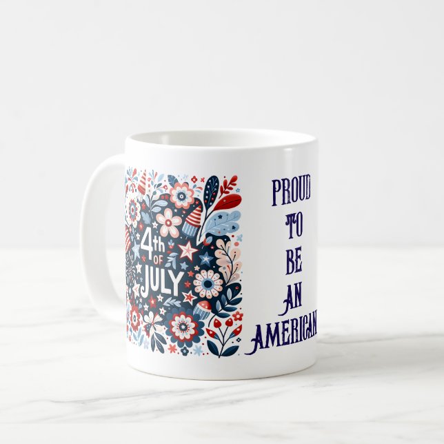 Fier d'être un Américain - 4 juillet café Mug (Devant gauche)