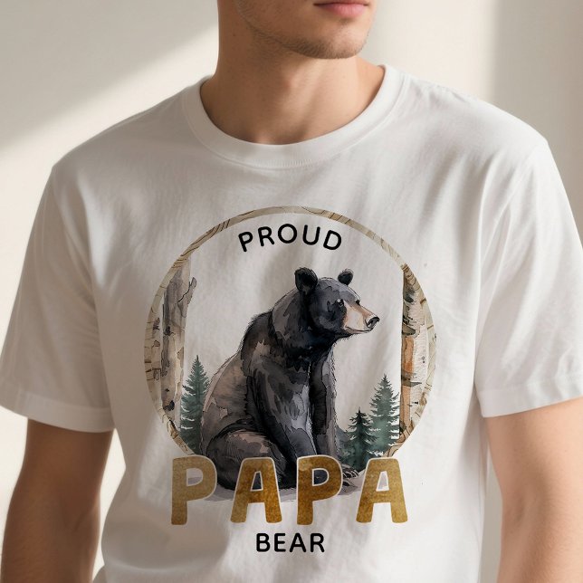 Fier Papa Ours Woodland Family T-shirt (Papa Bear T-Shirt)