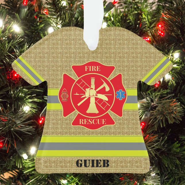 Fier pompier Maltese Cross Bunker Décor (Firefighter Fire Rescue Bunker Turnout Gear Ornament)