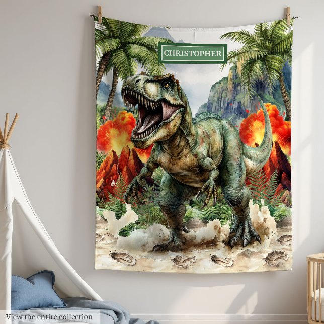 Fierce Dinosaur Anniversaire Couverture Nom Person (Fierce Dinosaur Birthday Blanket Custom Name for Boys)