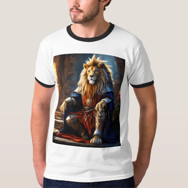 Fierce et sans peur : T-shirt d'impression de Lion (Devant)