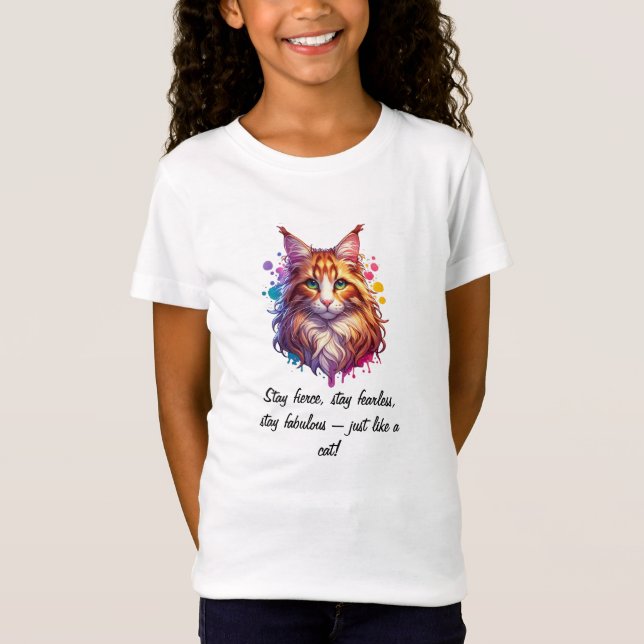 Fierce & Fabulous - Vibrant Cat T-Shirt Design (Devant)