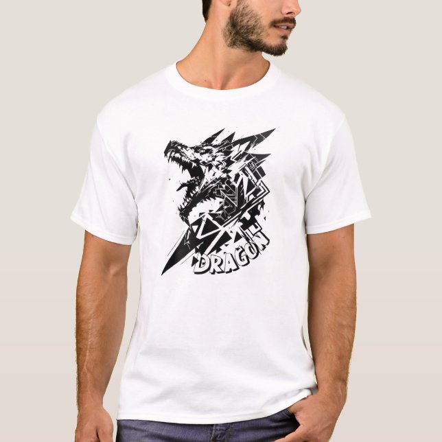 Fierce Geometric Dragon T-Shirt (Devant)