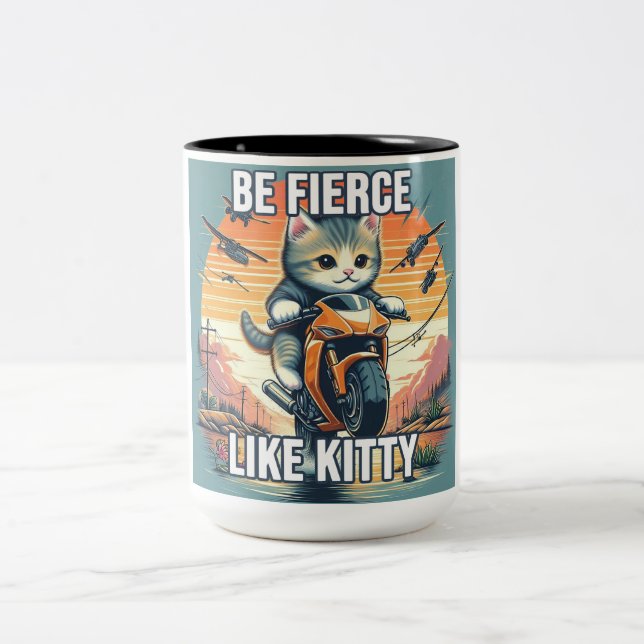Fierce Kitty Mug Chat conduite moto (Centre)