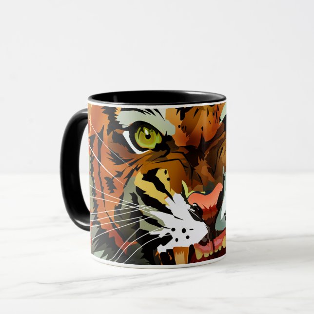 Fierce Roaring Tiger Ceramic Mug Bold Wildlife (Devant gauche)