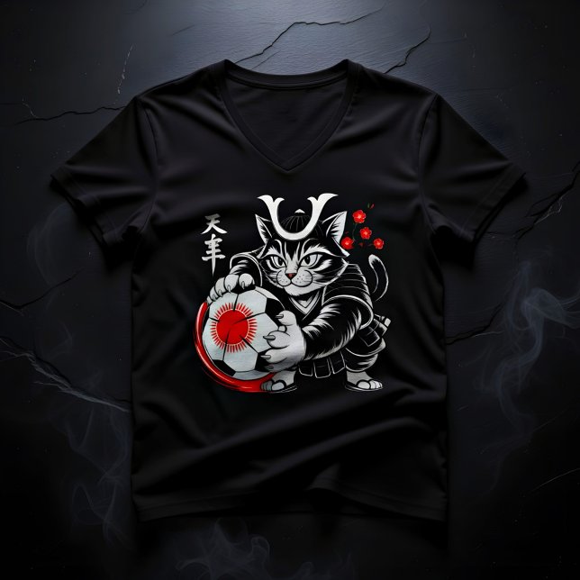 Fierce Samurai Cat Soccer T-shirt for Women (Créateur téléchargé)