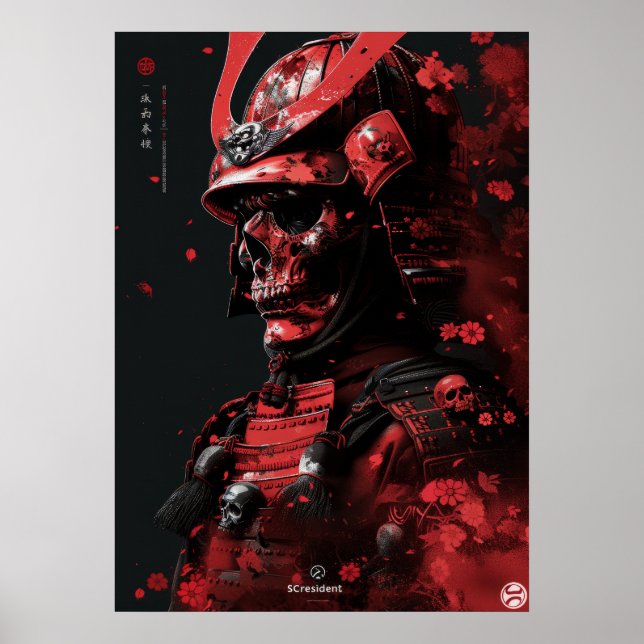 Fierce Samurai Warrior - Poster de la peau rouge f (Devant)