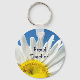 Fière enseignante ! Porte-clés Fleurs de marguerit