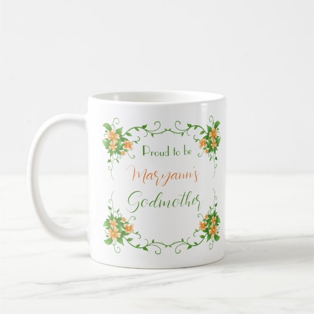 Fière Godmère Élégante florale Mug personnalisée (Gauche)