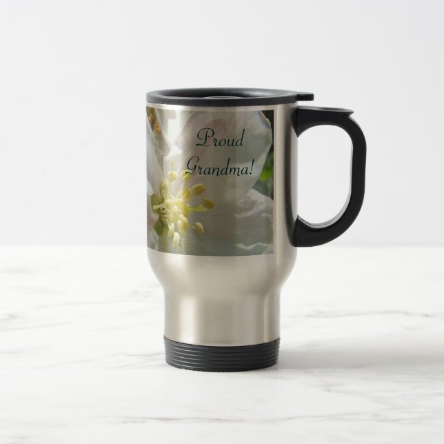 Fière grand-mère Mug de voyage Café Fleurs de pomm (Droit)