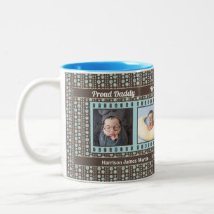 Fière New Daddy 4 Photo Mug Aqua et Brown