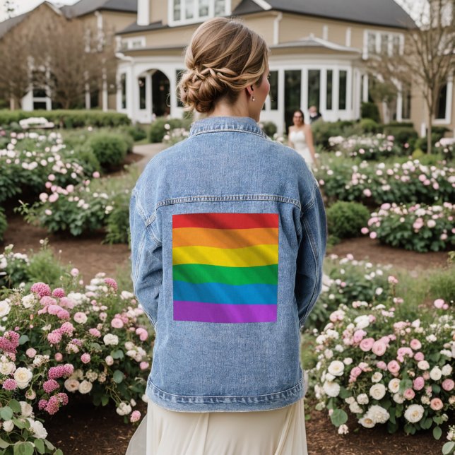 Fierté Arc-en-ciel Veste Denim - LGBTQ+ Unisex (Mariage Retour)