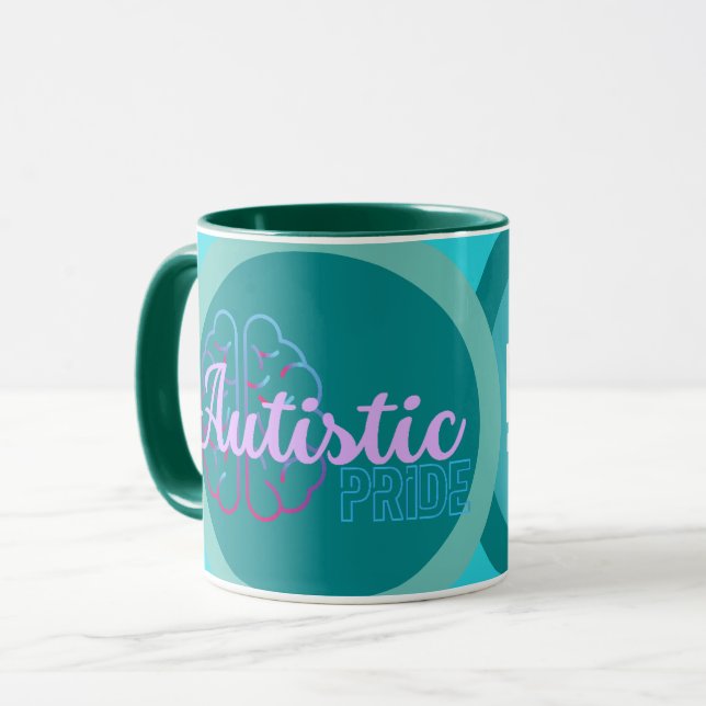 Fierté autistique Mug de café Turquoise (Devant gauche)
