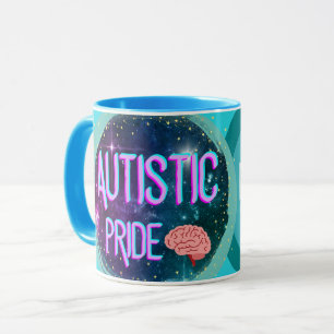 Fierté autistique Mug de café Turquoise du cerveau