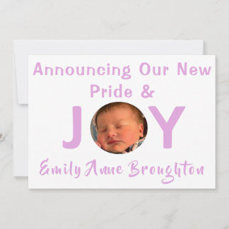 Fierté et Joy Baby Girl Photo Faire-part de naissa