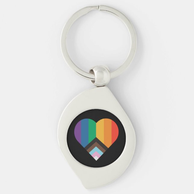 Fierté LGBT+ d'amour. Porte-clés drapeau arc-en-ci (Devant)