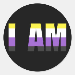 Fierté non binaire Je suis Sticker rond classique