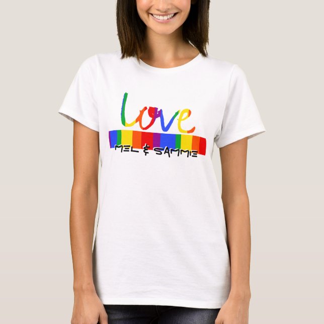 Fierté personnalisée T-shirt d'amour arc-en-ciel (Devant)