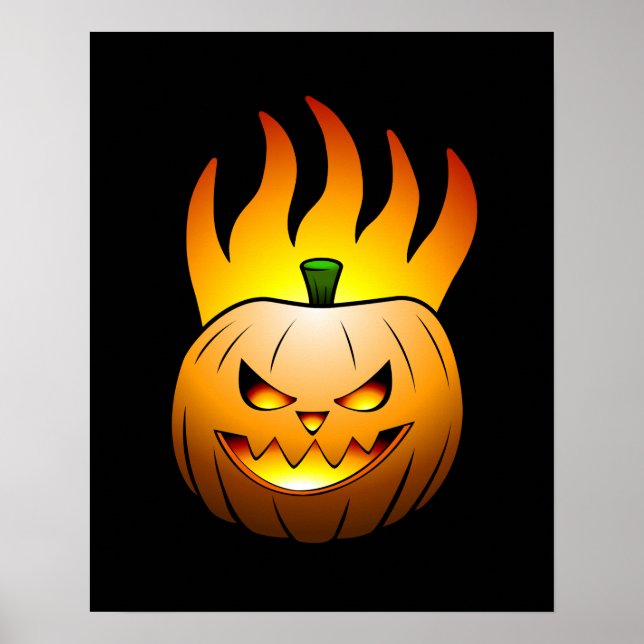 Fiery Halloween Pumpkin Poster (Devant)
