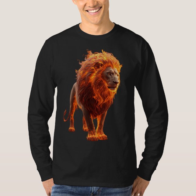 Fiery Lion – Dramatic Fantasy T-Shirt (Devant)