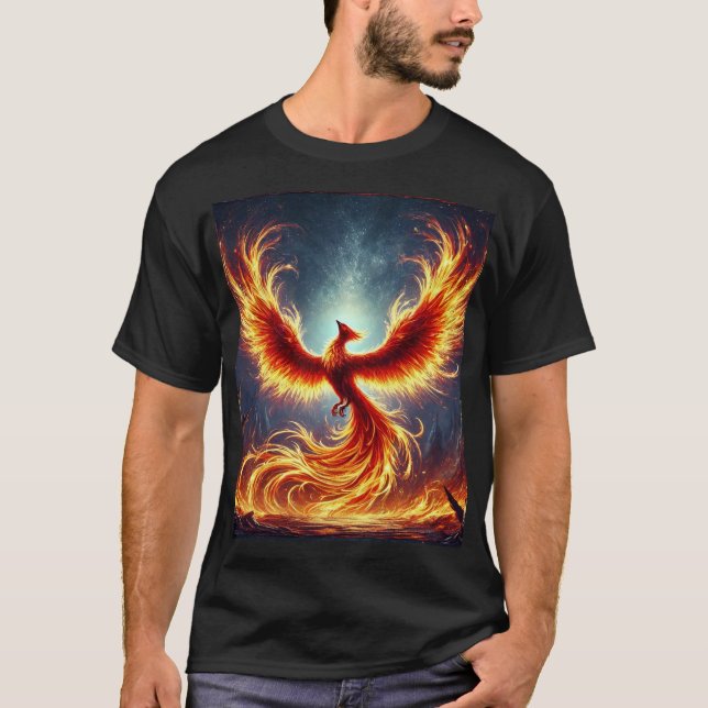 Fiery Phoenix Mythical Art T-Shirt  (Devant)