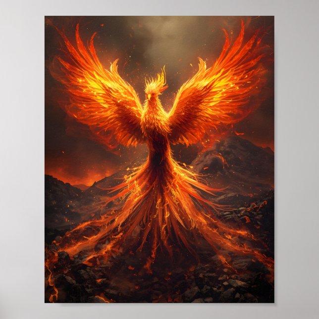 Fiery Phoenix Rising Poster (Devant)