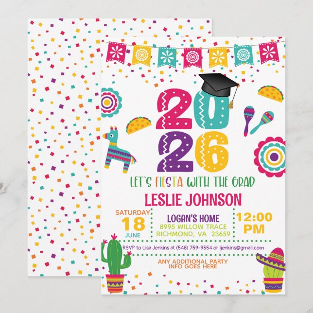 Fiesta 2026 Graduation Invitation (Devant / Derrière)