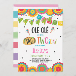 Fiesta 2e anniversaire Invitation Taco fête du Two