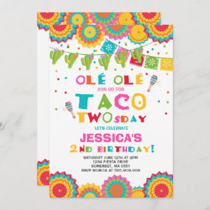 Fiesta 2e anniversaire Invitation Taco fête du Two