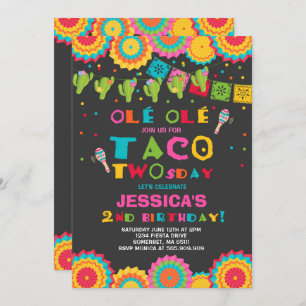 Fiesta 2e anniversaire Invitation Taco fête du Two