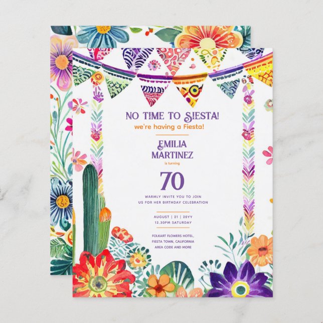 FIESTA Anniversaire Fleurs Folkart 70ème 80ème 90è (Devant / Derrière)