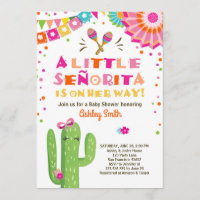 Fiesta Baby shower invitation Floral Senorita Girl