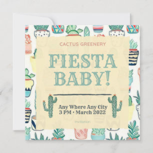 Fiesta Baby Sprinkle Invitation Cactus Verdure