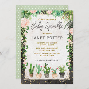 Fiesta Baby Sprinkle Invitation Cactus Verdure