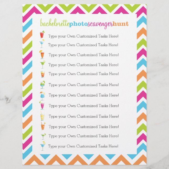 Fiesta Bachelorette Photo Scavenger Chasse Jeu (Devant)