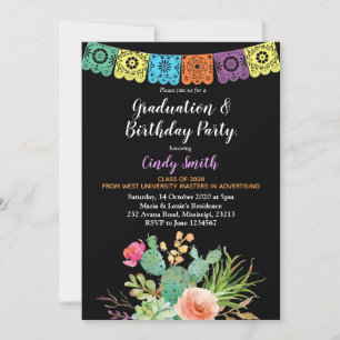 Fiesta cactus Gradus Party Invitation noir