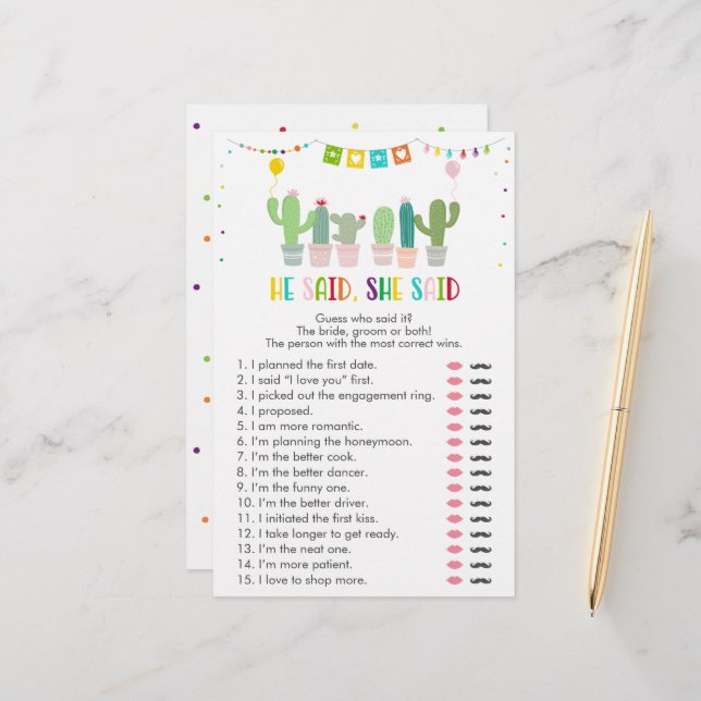 Fiesta Cactus Succulent Il A Dit Qu'Elle A Dit Jeu (Devant/Arrière en situation)