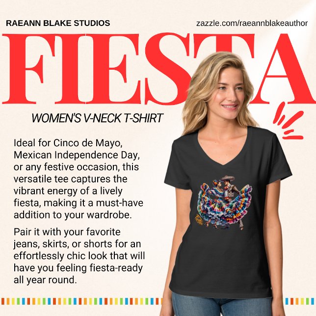 Fiesta Couple Dancing Women's V-Neck T-Shirt (Créateur téléchargé)